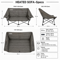 Sofá Cama Plegable Acolchado y Térmico, Sillón Lounge Portátil para 2 Personas, de Oxford 600D, para Exteriores, Playa, RV, Patio