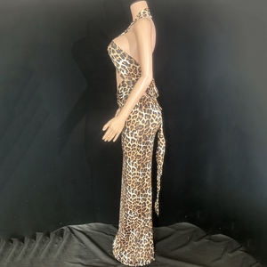 Đầm dạ hội sang trọng họa tiết da báo nâu, thiết kế gợi cảm khoét lưng, cổ halter, dự tiệc - Product Image 2