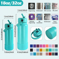 Bouteille d'eau isotherme en acier inoxydable à double paroi avec logo personnalisé, 18 oz et 32 oz, pour voyage, sport et gym, avec couvercle à clapet et paille