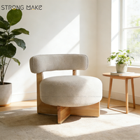 Fauteuil d'Appoint Japandi Wabi Sabi Nordique Moderne en Bois Bouclé pour Salon et Détente