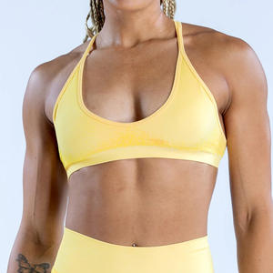 Soutien-gorge de yoga sans couture AliExpress pour femme, col rond, haute élasticité, pour fitness et sport, jaune - Product Image 1