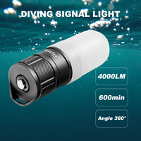 Lampe de plongée Asafee DR200 4000LM avec 4 LED blanches, 4 LED bleues, 4 LED rouges, lampe de plongée étanche à 100 m, torche d'exploration sous-marine