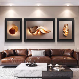 Decorazione Murale per Casa, Triptico di Design Elegante e Astratto, Quadro in Porcellana Cristallina per Soggiorno, Hotel, Ufficio, Caffetteria - Product Image 4