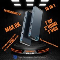 Estación de acoplamiento USB C 18 en 1 con doble 4K HD4K y 8K DP Triple Monitor USB C Dock para Mac Book Laptop PC USB Hubs