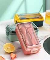 Boîte à lunch portable Ze à double niveau et 2 compartiments, sans BPA, compatible micro-ondes, grande capacité, compatible lave-vaisselle, anti-fuite, écologique