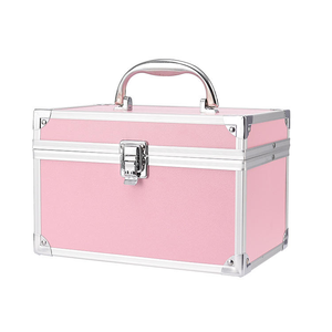<strong>Pink</strong> Aluminum Alloy Frame Makeup case Cosmetic Storage <strong>Box</strong> or Beauty <strong>Tool</strong> case Everyday Storage <strong>Box</strong> with Non-slip Handle - Product Image 3