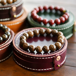 Caja de Cuero Genuino de Vaca para Pulseras, Hecha a Mano, con Curtido Vegetal, Estilo Vintage, Estuche de Almacenamiento OEM, Cosido a Mano - Product Image 2