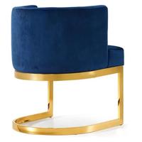Fauteuil d'appoint moderne en velours noir avec base en forme de C dorée polie pour salon