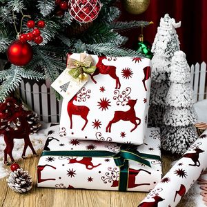 Kraft Christmas Wrapping <b>Paper</b> Cute Vintage 3D Reindeer Luxury <b>Red</b> Christmas Deer Design Gift Packaging with 3D Embossed Foil - Product Image 1