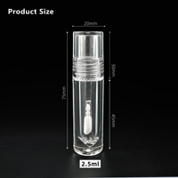 Tube de brillant à lèvres transparent de 2,5 ml avec bouchon à vis, vente en gros, emballage cosmétique pour brillant à lèvres, marque privée