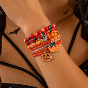 Lot <span class=keywords><strong>de</strong></span> Bracelets Extensibles pour Enfants, Thème Halloween : Citrouille Effrayante, Crâne et Perles Lettres – Idéal Cadeau <span class=keywords><strong>de</strong></span> Fête, Bijoux <span class=keywords><strong>de</strong></span> Collection - Product Image 3