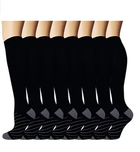 Chaussettes d'équipage d'impression de décharge Chaussettes de compression hautes de genou athlétiques en nylon de logo personnalisé pour hommes et femmes