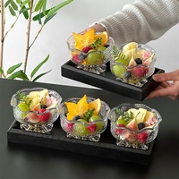 Geperst kristallen glazen schaaltjes met bloemenmotief, premium kwaliteit, voor restaurants, decoratief, voor desserts, salades en fruit.