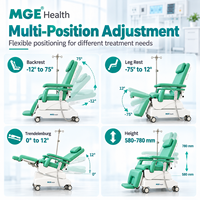 Mobilier d'hôpital design moderne MEDIGE Chaise de phlébotomie électrique pour don de sang et dialyse Chaise mobile réglable à perche IV