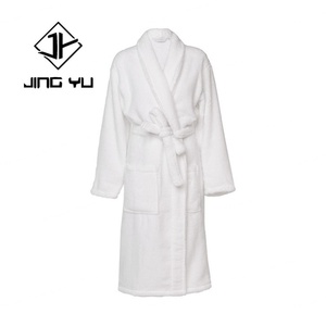 Fournisseur de peignoirs d'hôtel, peignoir en peluche confortable à col en V personnalisé, peignoir 100% coton unisexe - Product Image 2