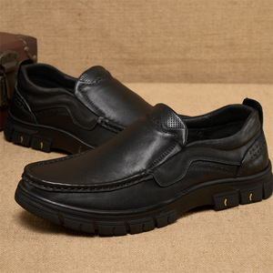 Mocassins pour hommes AIBUQIS, bout rond, respirants, doublure en peau de porc, semelle en caoutchouc, chaussures habillées pour le bureau et les occasions professionnelles - Product Image 2