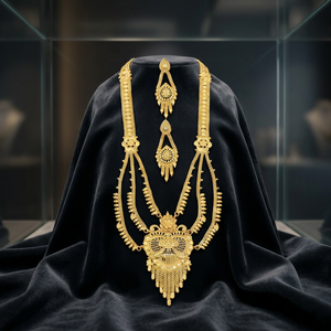 Wholesale 14K18K24K Micron Gold Rani Haar Necklaces Set Fashion Brass Gold Jewelry Set Floral Design Indian Wedding Jewelry Set - Product Image 3