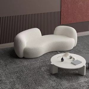 Modern White Sectional Sofa Modular Lamb Wool Fabric Couch Nordic Living Room Lounge Seating - Product Image 1