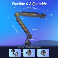 TONOR T90 Équipement de diffusion en direct Bureau Studio Bras de suspension réglable Support Premium RGB Microphone Broadcast Boom Arm