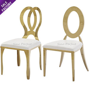 White Gold Stainless Steel Pattern Back Banquet <b>Chairs</b> Stackable Wedding Event Classic Design <b>Dining</b> <b>Chair</b> - Product Image 5