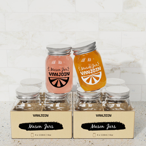 Confezione 4 pz scatola trasparente noci sottaceti mandorle miele succo di miele contenitore rotondo 120ml salsa alimentare muratore barattolo di <span class=keywords><strong>vetro</strong></span> metallo coperchio a vite - Product Image 6