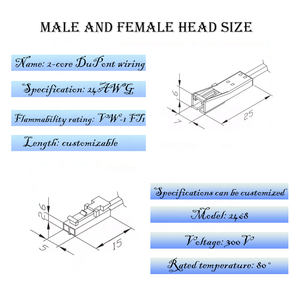 Кабель Dupont 2 метра, 22 AWG, круглый, из цельной меди, с ПВХ изоляцией, ROHS, для светодиодной подсветки шкафов и гардеробов, IP20, 24В/12В - Product Image 2