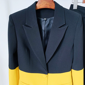 2022 Hot <span class=keywords><strong>Sale</strong></span> Plus Size Mode Frauen <span class=keywords><strong>Blazer</strong></span> und Hosen Set One Button Color Blocking <span class=keywords><strong>Blazer</strong></span> Hosen Büro anzüge Set für Frauen - Product Image 5