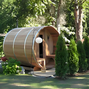 Ventes directes d'usine de sauna sec extérieur de haute qualité 6 personnes séquoia baril en <span class=keywords><strong>bois</strong></span> Structure solide panoramique - Product Image 5