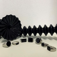 Collection de bagues VAF plaquées or 18 carats avec émail noir pour hommes et femmes, bague signet statement en acier inoxydable 316L, bague chevalière