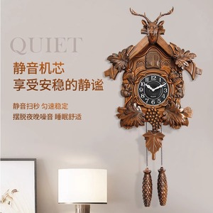 European Retro Deer Head Wall <b>Clock</b> <b>Battery</b> Powered Living Room Decorative Cuckoo <b>Clock</b> Hourly Chime Single Face - Product Image 1