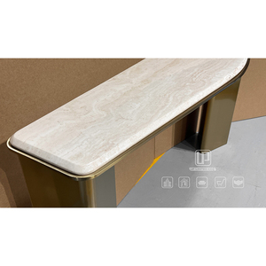 New Style Golden Iron <b>Frame</b> Console Table <b>White</b> Modern Marble Top Long <b>Square</b> Console Tables for Living Room 01 Iron Console Tab - Product Image 4