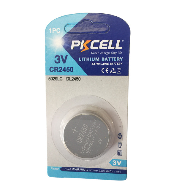 1pc/card Li/Mno2 Button Batteries Cr2450 DL2450 BR2450 3v 600mah Coin Cell Batteries for Cmos Watches Pda Calculator