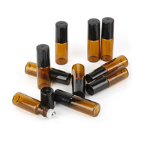 1ml 2ml 3ml 5ml 10ml MIni Huile essentielle de parfum en verre de couleur ambre Roll on Bottle with Steel Roller Ball