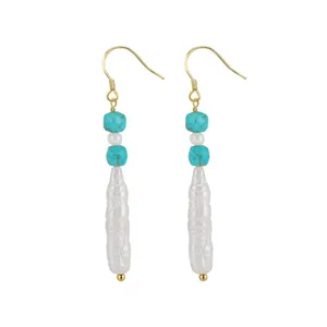 Boucles <span class=keywords><strong>d</strong></span>'oreilles pendantes en <span class=keywords><strong>pierre</strong></span> naturelle pour femmes, perles <span class=keywords><strong>d</strong></span>'eau douce, <span class=keywords><strong>argent</strong></span> sterling 925, style vintage, vente en gros - Product Image 5