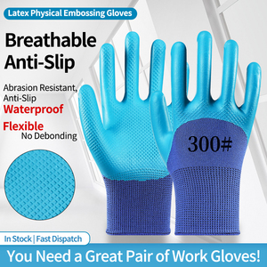 Gants de travail imperméables en <span class=keywords><strong>latex</strong></span> bleu entièrement enduits, paume double <span class=keywords><strong>latex</strong></span>, gants imperméables - Product Image 5