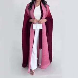 Toptan Dubai türkiye mütevazı islam giyim yarasa kollu pilili degrade buruşuk hırka kadınlar müslüman elbise Abaya seti - Product Image 5