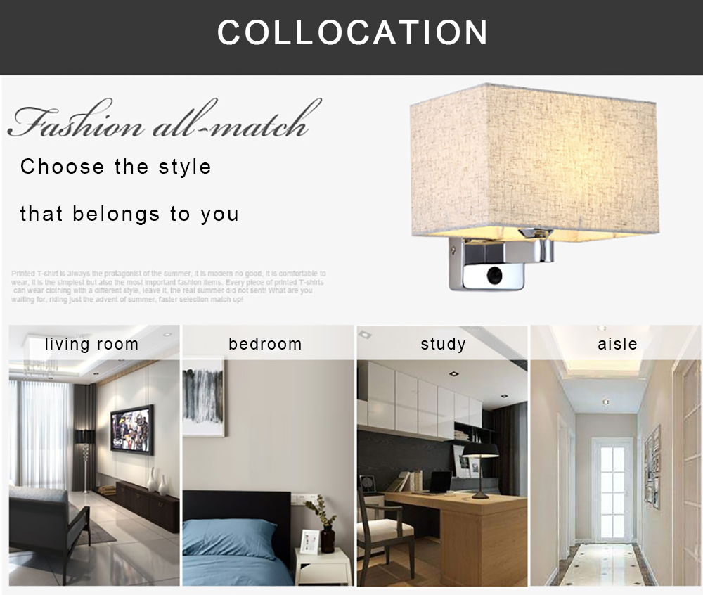 European Reading Wall Lights E27 Interior Bedroom Living Room Hotel Loft Bedside Led fabric wall lamp Indoor