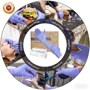 Gants jetables en nitrile violet 5mil avec bout des doigts texturé anti-impact EN374/CE certifié non stérile utilisation de l'industrie alimentaire de travail - Product Image 5