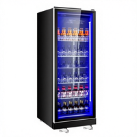 Lemari Pendingin Minuman Pintu Kaca Hitam Komersial Dua Pintu Pendingin Udara dengan Layar LED untuk Bar Klub Malam