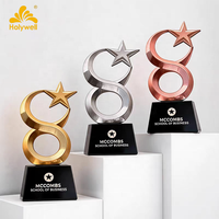Trophée en métal en forme d'étoile 2026, écologique, doré, pour récompense annuelle d'entreprise, avec base, impression UV, gravure laser, souvenir, prix