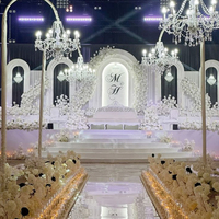 Fournitures de mariage, ensemble blanc pour fête, décoration de scène de mariage en acrylique PVC 3D avec éclairage LED pour la décoration de mariage