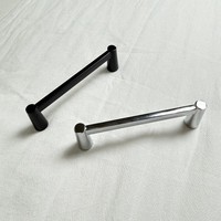 Poignées de tiroir en T noir mat/chrome, quincaillerie de meuble en alliage de zinc massif