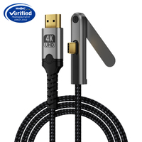 Câble USB-C vers HDMI plaqué or 4K30Hz 2M avec support de téléphone 2-en-1, câble tressé pour appareil photo, TV, ordinateur portable