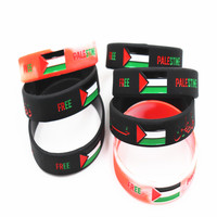 Gelang Silikon Multi-warna Palestina Bebas Grosir, Gelang Promosi Tahan Air dengan Cetak Bendera Negara