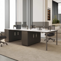 Poste de travail industriel modulaire, extensible et personnalisable, moderne, pour 2, 4 ou 6 personnes, avec table d'ordinateur et armoire, pour bureau ou plan ouvert