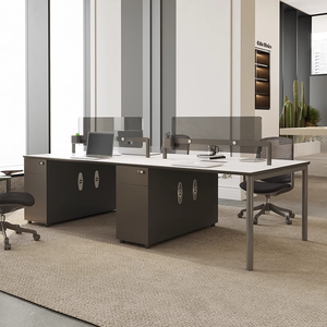 Poste de travail modulaire extensible et personnalisable, <span class=keywords><strong>bureau</strong></span> informatique moderne pour 2, 4 ou 6 personnes avec armoire intégrée pour espaces ouverts - Product Image 2