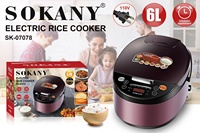 Autocuiseur Électrique Intelligent Sokany 6L avec Écran LCD, Revêtement Antiadhésif et Boîtier en Plastique pour Usage Domestique