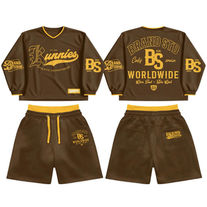 Ensemble deux pièces confortable avec service de personnalisation du logo, tissu respirant, t-shirt à manches longues et short décontractés pour homme - Product Image 3