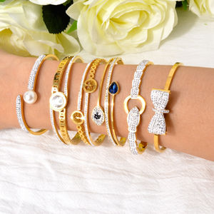 Brazalete de Acero Inoxidable con Baño de Oro de 14k para Mujer, Joyería de Moda, Surtido Variado 316L - Product Image 3