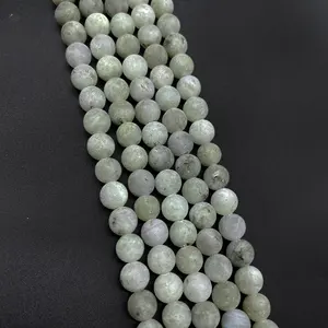 Natuurlijke Matte Ronde Edelsteen Losse Kralen Voor Sieraden Maken Diy Armband Ketting Groen Labradoriet Kralen